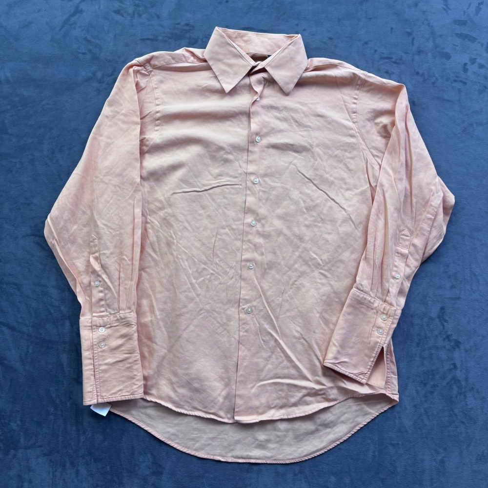 Sean John Mens Peach Cotton Twill Button Down Dress Shirt Large 16 32/33